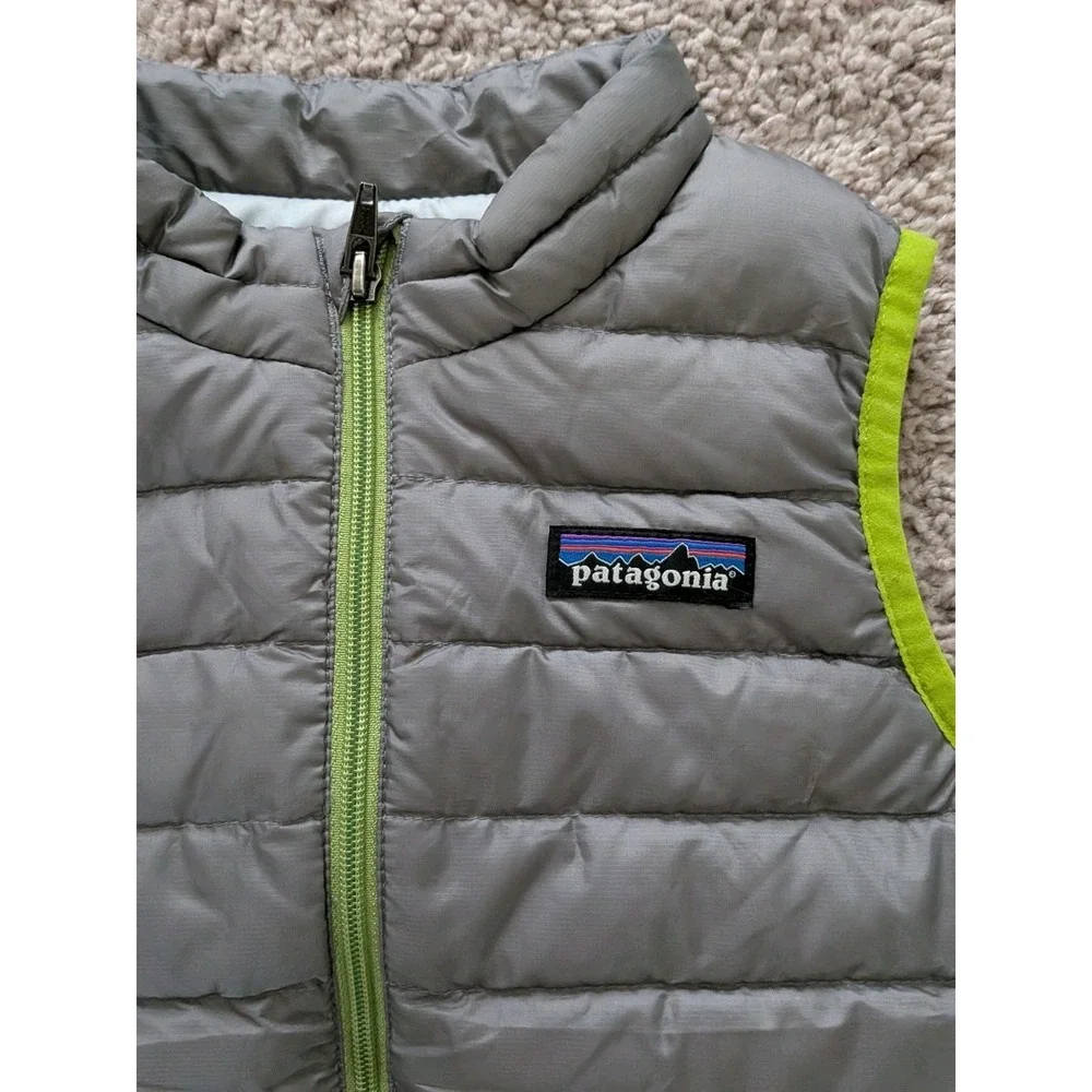 Patagonia Puffer Vest Boys 3T Gray Green Insulated Lightweight Duckdown